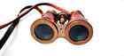 Nautical Antique Brass Vintage Marine Binoculars With Brown Leather Neck Strap