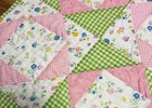 Baby Quilt Handmade Pink   Green Crib Blanket 40  X 40  Girls  New
