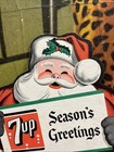 Vintage C  1950 7up Santa Claus Fan Pull Sign Coca Cola Coke Pepsi Christmas