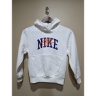 Nike Kids White Fleece Hoodie S Blue Orange Logo Pullover Sweatshirt