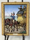 Vintage German Tin Wall Plaque Titled  droschkenkutscher  Cab Drive