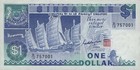 Singapore 1 Dollar  1987  - Sailing Ship satellite Dish p18a Unc