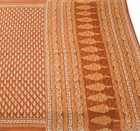 Sushila Vintage Brown Floral Saree 100  Pure Cotton Printed Soft Craft Fabric
