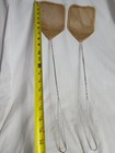 Pair Of Vintage Wicker Fly Swatters With Wire Handle Hand Stitched Boarder 21 5 