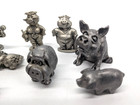 Vintage Pewter Pig Figurine Mixed Lot 9 1984 Hudson Spoontiques Miniatures