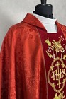 Chasuble Red Gothic Style Vestment  Damask  Velvet  Embroidery