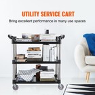 Utility Service Cart With Wheels 3-tier Food Service Cart 154lbs Capacity