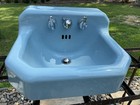 Vintage American Standard Cast Iron Porcelain Wall-mount Bathroom Sink Blue Mcm