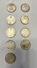 Lot Of 9 Authentic One Rupee British India Silver Coins 104 8g