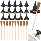 Pcs Mini Witch Hat Broom Pencils Erasers Set With 12 3d Small Witch Hat 24