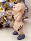 Vintage Diaper Pin Baby   Blue Booties Golfing With Gold Club   Original Pin 