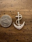 Silver Tone Nautical Anchor Cross Pendant Pav   Round White Crystal Rhinestones