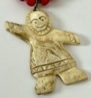 Vintage Carved Bovine Bone Inuit Style Eskimo Figure Trade Beads Necklace