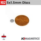 5mm X 1 5mm N52 Super Strong Rare Earth Neodymium Magnet Disc 5x1 5mm
