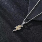 Fashion Jewelry Cubic Ziron Silver   Gold Lightning Bolt Pendant Necklace 587