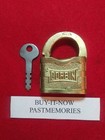  corbin  Diamond Quilted Brass Padlock W  Key Old Antique Vintage Lock Lot  186