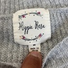 Hippie Rose Sweater Medium Fuzzy Colorblock Gray Cream Balloon Sleeve Cozy Top