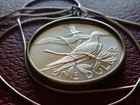 1973 Virgin Islands Frigatebird Silver Dollar Pendant On A 24   925 Silver Chain