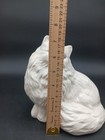 Vintage Persian Kitty Cat Gray Eyes Statue Sitting Pretty White Ceramic Glazed 