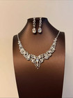 Brand New  Full-diamond Necklace And Stud Earrings Set