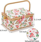 Sewing Basket With Accessories  Wooden Storage Box With Removable Tray  Vintage