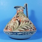 Antique Nippon Moriage   Jeweled Ewer Vase Pitcher 7 5  Hand Painted Green Leaf