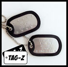 2 Military Dog Tags - Custom Embossed Stainless- Gi Identification W  Silencers
