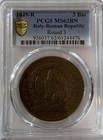 Italy  Roman Republic 3 Baiocchi 1849-r  Pcgs Ms62bn