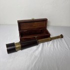 Vintage Brass Captains Spyglass Collapsible Telescope  4-6    With Wooden Box