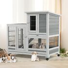 37 Inches Rabbit Hutch Guinea Pig House With Run Rabbit Cage For Small Animals