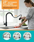 Matte Black Kitchen Faucet With Pull Down Sprayer  304 Stainless Steel  23-inch 
