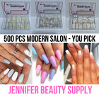 500-1000 Pcs Coffin Nail Tips Long Square French Fake False Nails Transparent Us