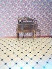 Dollhouse Black   Beige Victorian Faux Tile Floor Or Wallpaper Sheet 1 12 Scale