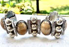 Antique Picture Jasper  7  Bracelet Mexican Sterlng Silver 63 Gram One Of A Kind