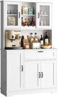 Kitchen Pantry Cabinet  Farmhouse Kitchen Hutch Tall Storage Cabinet With Doors