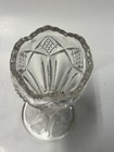 Vintage Clear Pressed Glass Celery Vase Bud Vase Scalloped Rim Footed 6 