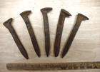 5 Antique Railroad Train Track Cast Iron Spikes nails 6-1 8 -6-3 4  rusty crusty