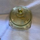 Amber Depression Glass Madrid Design Cookie biscuit Jar With Lid              07