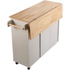 Kitchen Island Cart Solid Wood Top 45 3  Width Mobile Storage Cabinet Towel Rack