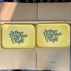 Vintage Arthur Treachers Fish   Chips Yellow Serving Tray - Camtray 3-77 Lot  2 
