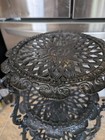 Vtg Victorian Style Cast Iron 3 Tier Table Plant Stand Shelf White Flower 28  H