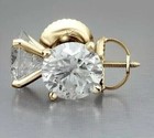 2ct Round Cut Created Diamond Solitaire Stud Earrings 14k Yellow Gold Finish