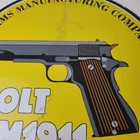 Vintage Colt Firearms Sign - Single Action M1911 Pistol Guns Porcelain Gas Sign