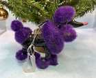Poodle Dog Purple   Black Fuzzy Prancing Christmas Ornament Sequin Flocked Poms