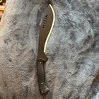 Tactical Kukri Machete Black Curved Fixed Blade Hunting Knife Green Nylon Sheath