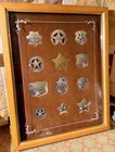 Franklin Mint 1987 Great Western Lawmen Sterling Silver 12 Badge Set Oak Case