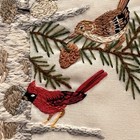 Vintage 90s Completed Crewel Embroidery Birch Birdfeeder Janlynn Birds 11 X 14
