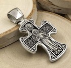 Archangel Michael Sterling Silver 925 Cross Crucifix Pendant 47mm Handmade Gift