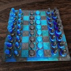 Chess checker Board Set  Blue And Dark Gray
