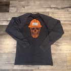 Ariat Rebar Mens Long Sleeve Work Shirt Gray Skull Graphic Pocket Small